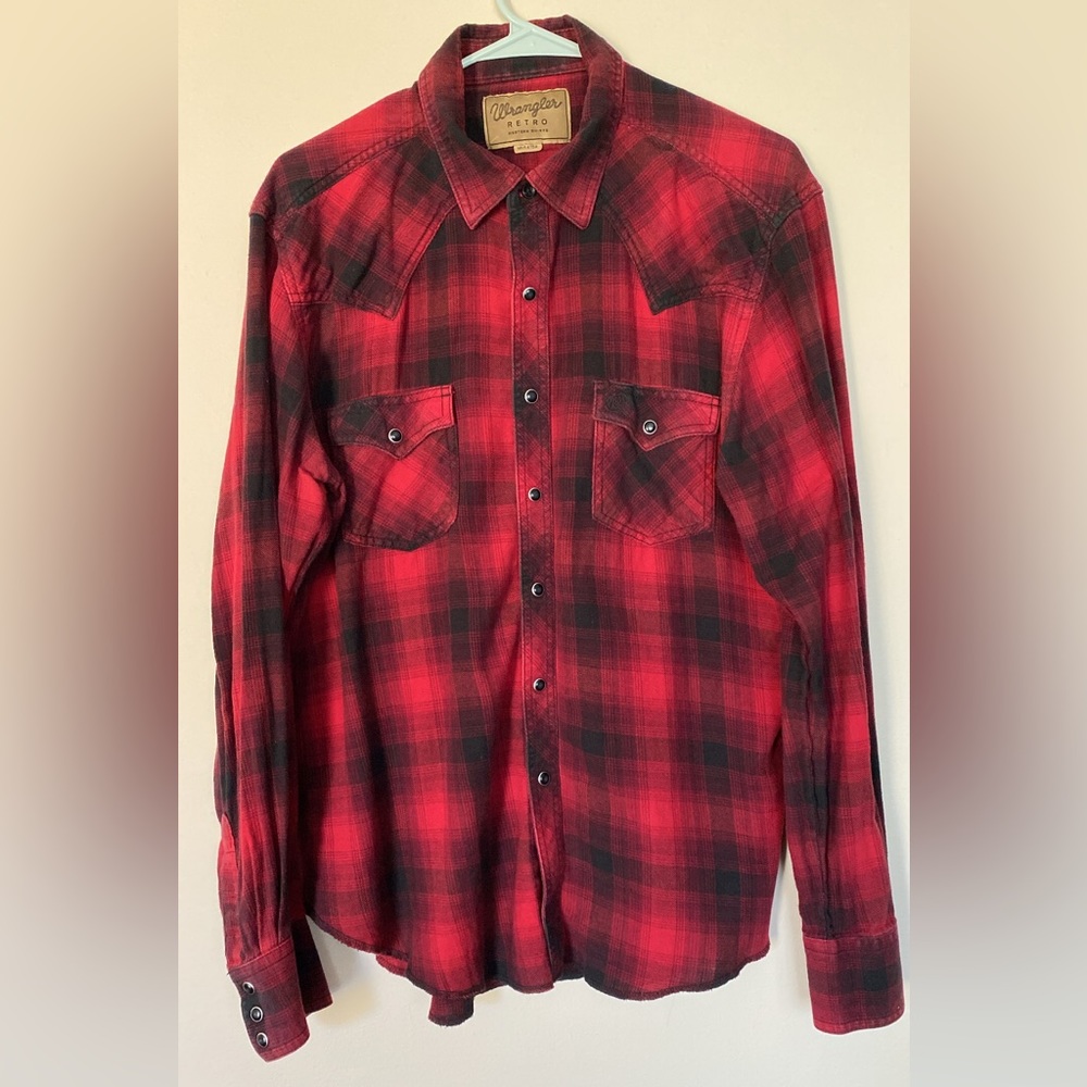 Wrangler “retro” flannel pearl snap shirt